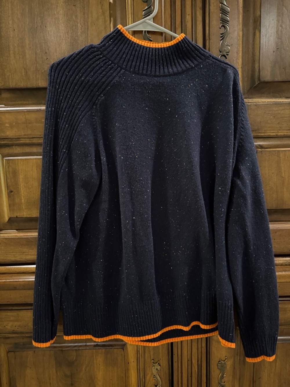 J. Jill Navy Crewneck Sweater with Orange Trim - NWT - Petite Medium